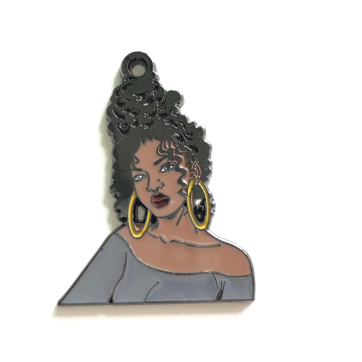10pcs/lot Afro Black Girl Charms Gray Enamel Afro Charms On Sale Charms Beads Beyond
