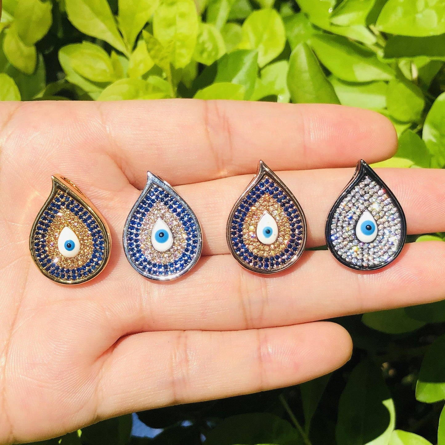 10pcs/lot 23*16mm CZ Paved Evil Eye Charms Mix Color CZ Paved Charms Evil Eyes Charms Beads Beyond