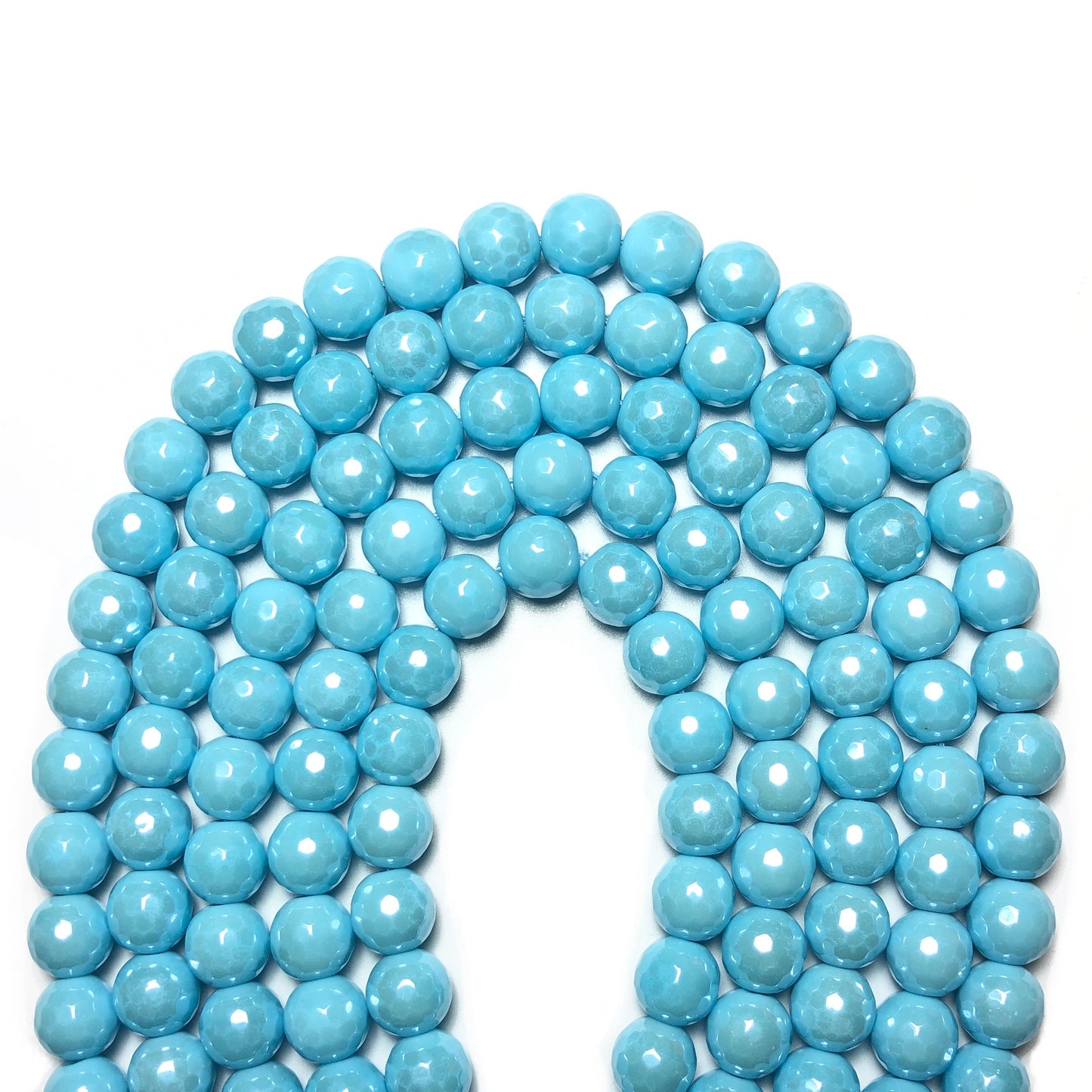 2 Strands/lot 10mm Light Turquoise Electroplated Faceted Jade Stone Beads Electroplated Beads Electroplated Faceted Jade Beads Charms Beads Beyond