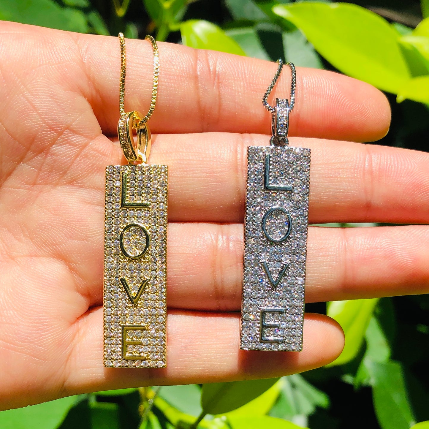 5pcs/lot 46*12mm CZ Paved Love Necklace Necklaces Love & Heart Necklaces Charms Beads Beyond