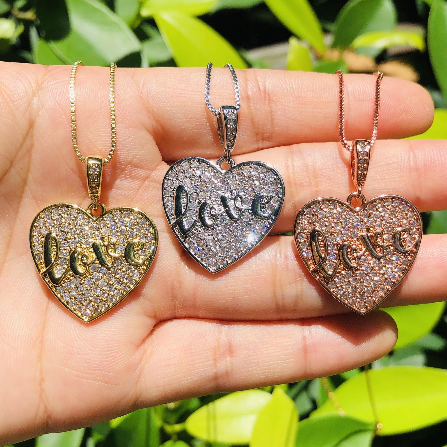 5pcs/lot 25*24mm CZ Paved LOVE Necklace Necklaces Love & Heart Necklaces Charms Beads Beyond
