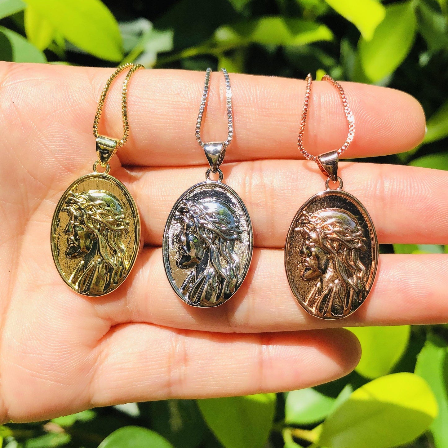 5pcs/lot 31*17mm Gold Silver Rose Gold Plated Jesus Necklace Necklaces Charms Beads Beyond