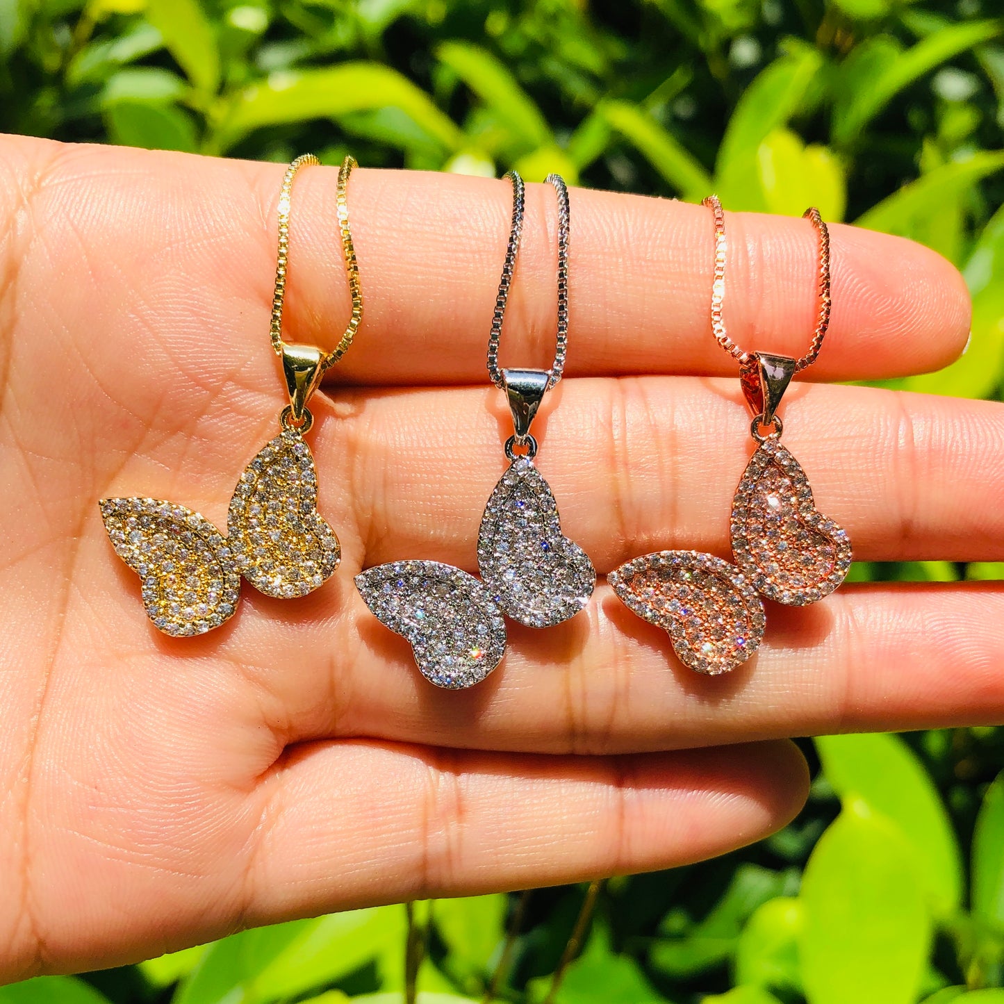 5pcs/lot 21*15mm CZ Paved Butterfly Necklaces Necklaces Charms Beads Beyond