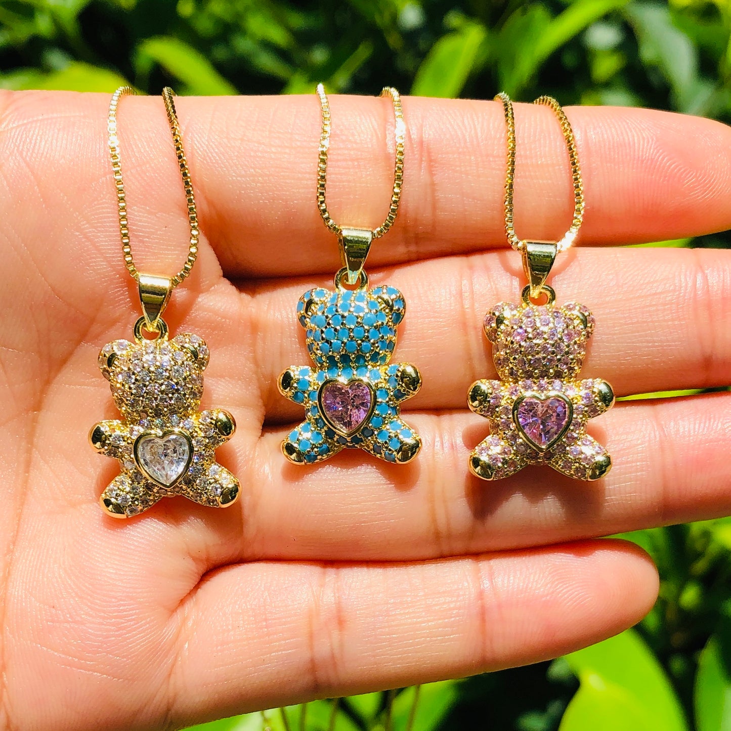 5pcs/lot 25*16mm CZ Paved Baby Bear Necklaces Necklaces Charms Beads Beyond