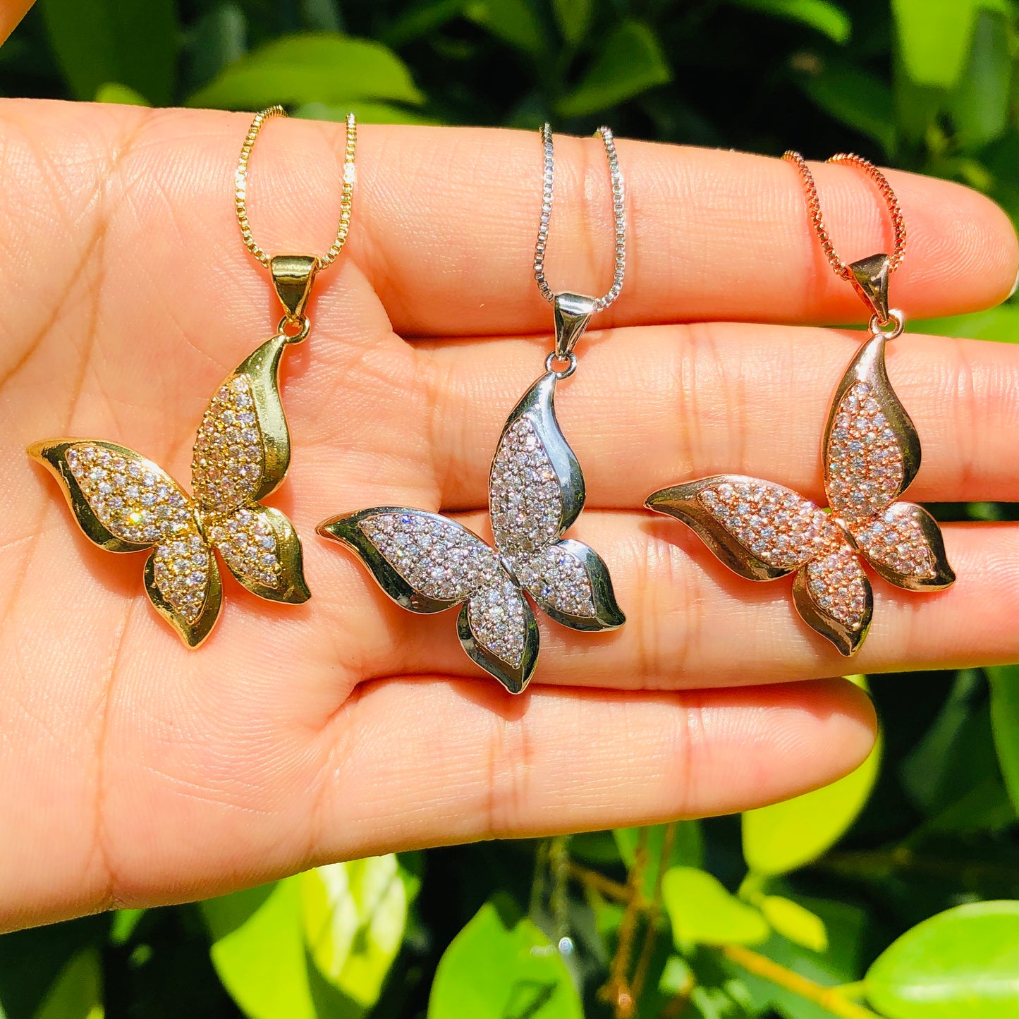5pcs/lot 27*23mm CZ Paved Butterfly Necklaces Necklaces Charms Beads Beyond