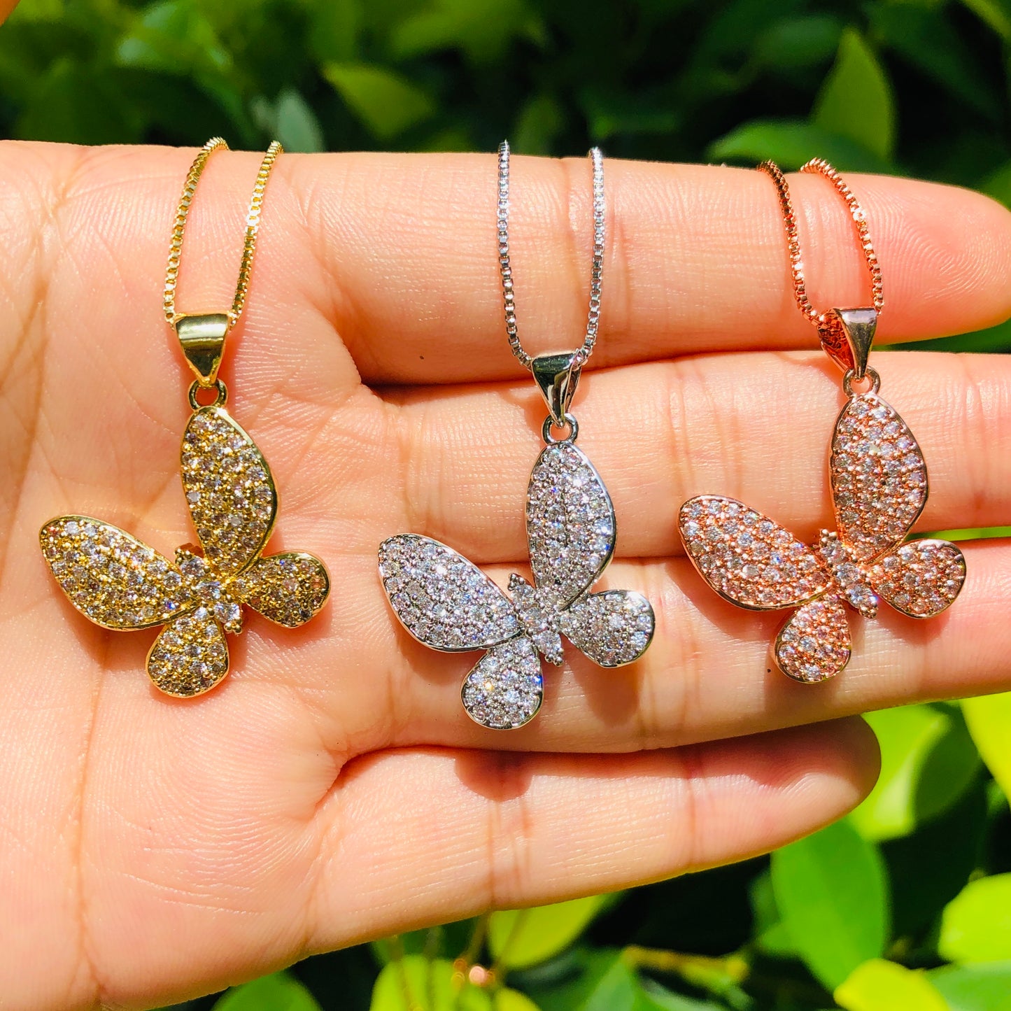 5pcs/lot 20*20mm CZ Paved Butterfly Necklaces Necklaces Charms Beads Beyond