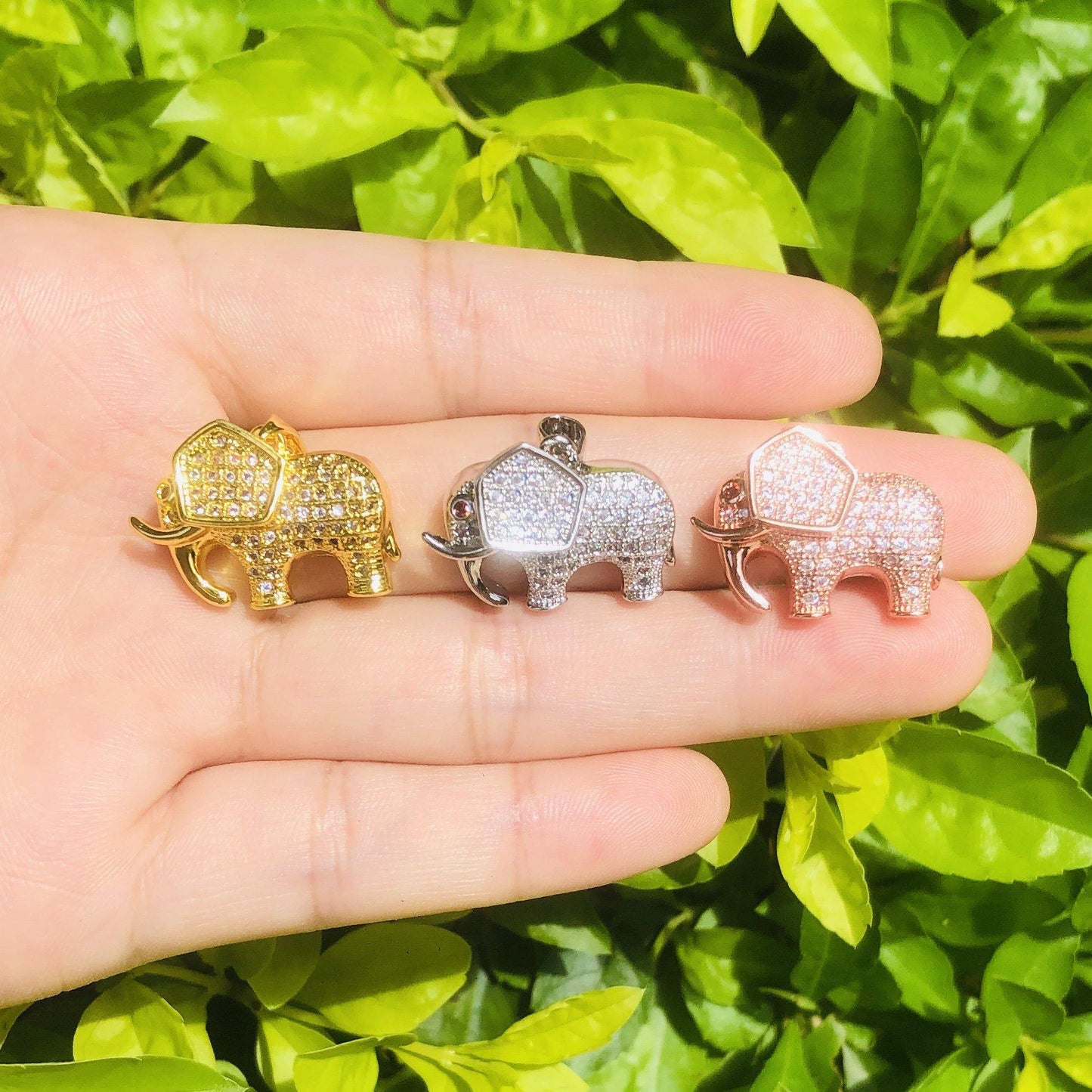 10pcs/lot 22*17mm CZ Paved Elephant Charms Mix Color CZ Paved Charms Animals & Insects Charms Beads Beyond