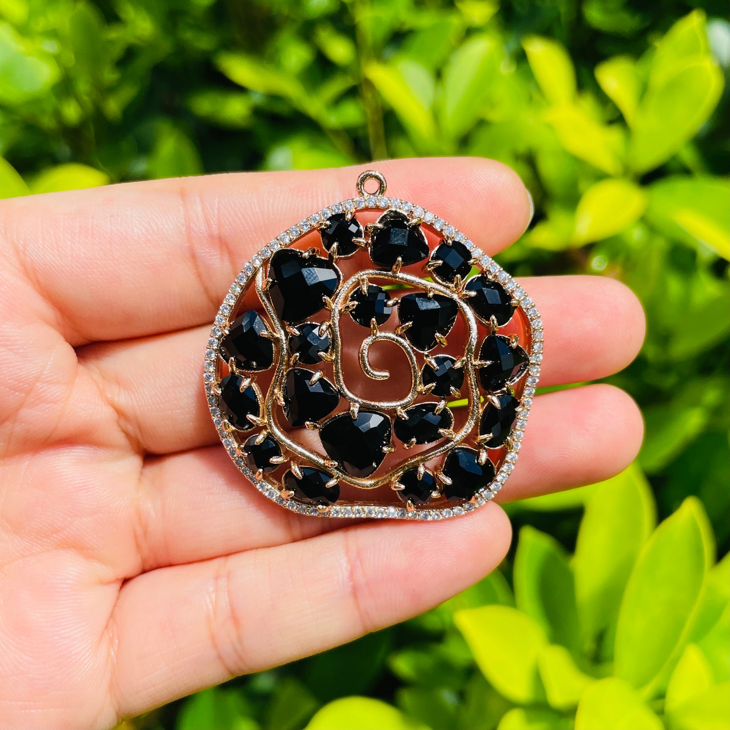 5pcs/lot 41*40mm CZ Paved Colorful Crystal Charms Black CZ Paved Charms Large Sizes Charms Beads Beyond