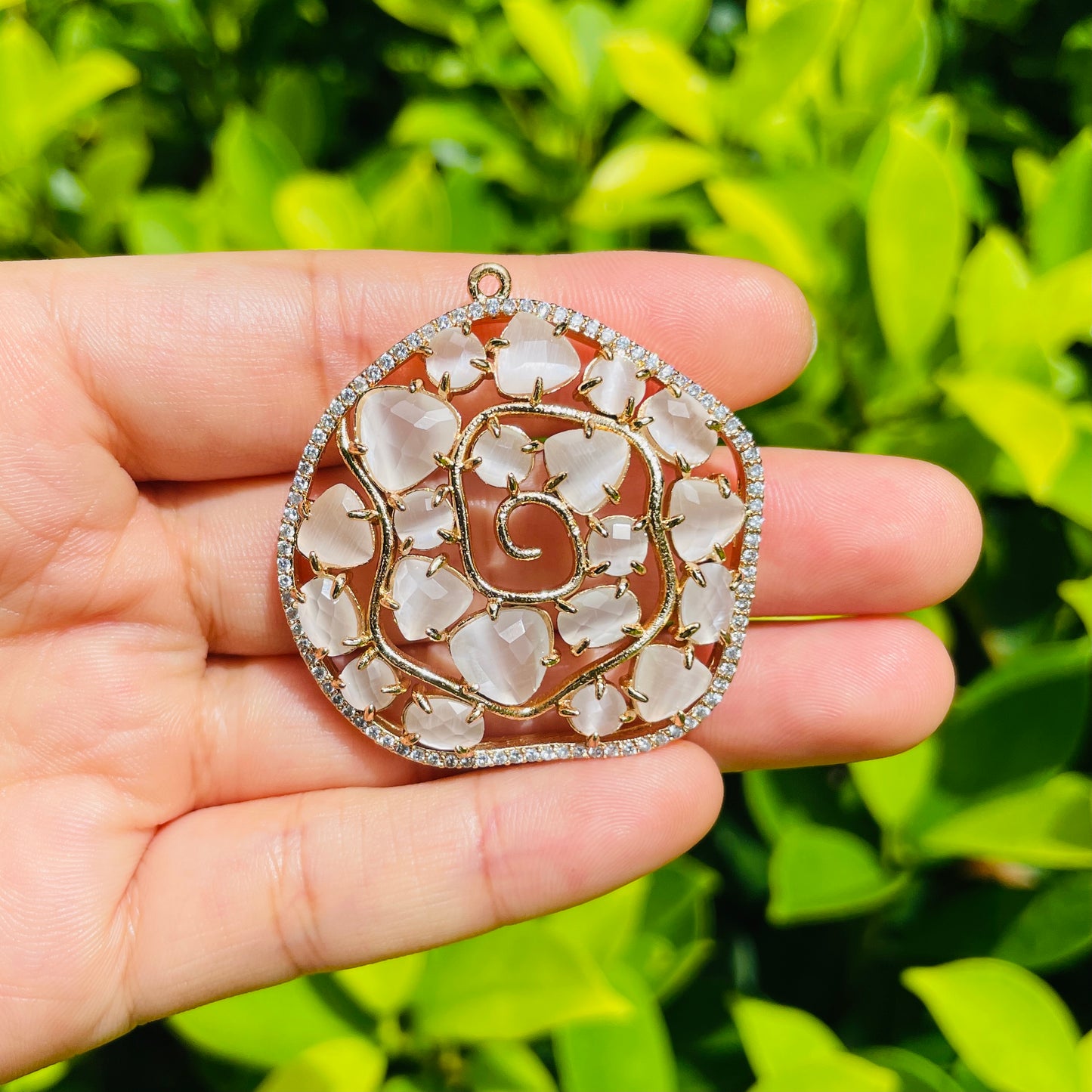 5pcs/lot 41*40mm CZ Paved Colorful Crystal Charms White CZ Paved Charms Large Sizes Charms Beads Beyond