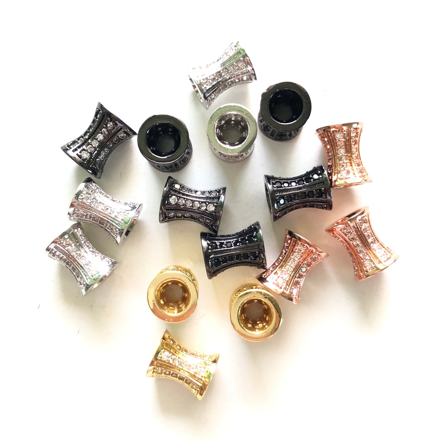 20pcs/lot 10*8mm CZ Paved Hourglass Spacers Mix Colors CZ Paved Spacers Hourglass Beads Charms Beads Beyond