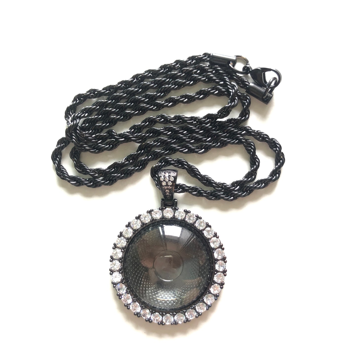 5pcs/lot 45*34mm CZ Paved Copper Photo Tray Necklace Black Necklaces Charms Beads Beyond