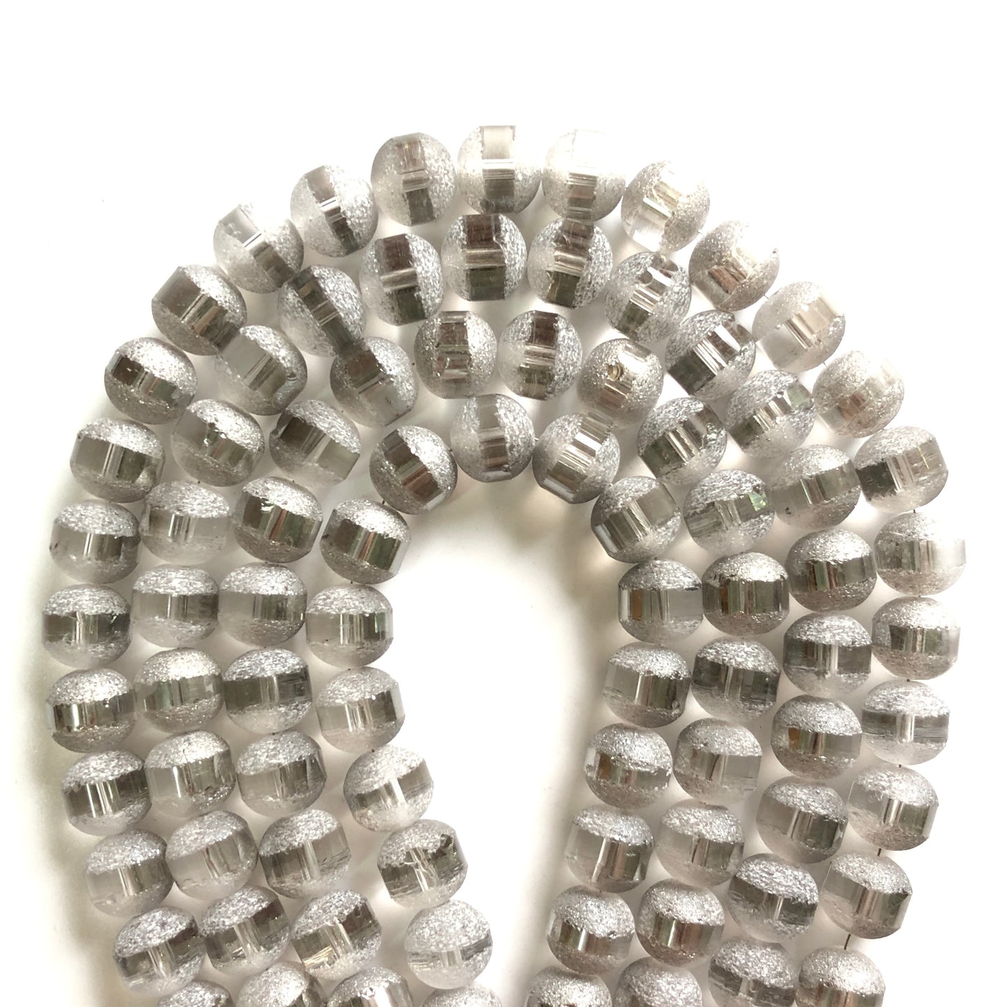 2 Strands/lot 10mm Electroplated Half Matte Round Glass Beads-Light Gray Glass Beads Round Glass Beads Charms Beads Beyond