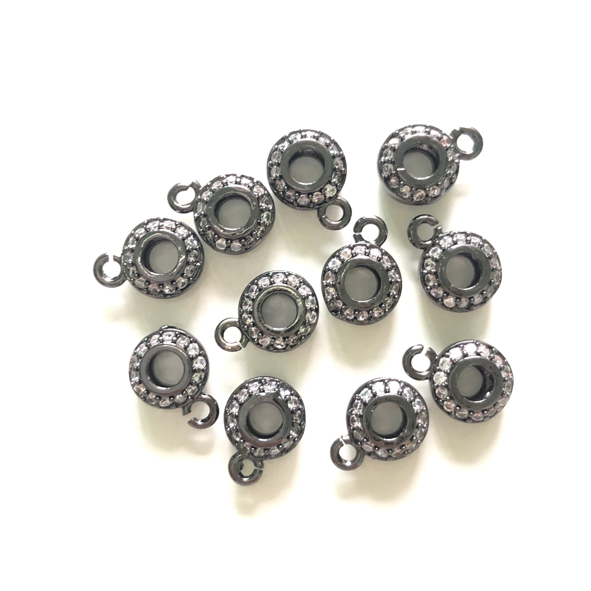 20pcs/lot 9*4mm CZ Paved Bail Spacers Black CZ Paved Spacers Bail Beads Charms Beads Beyond