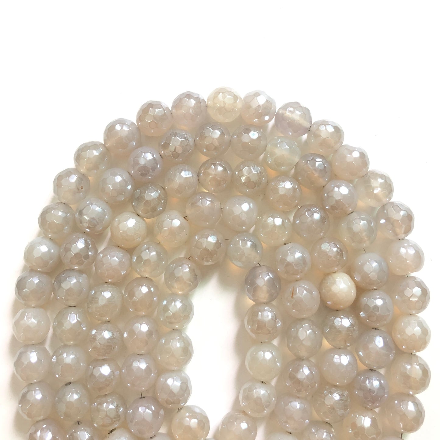 2 Strands/lot 10/12mm Electroplated Faceted White Agate Stone Beads Electroplated Beads 12mm Stone Beads Electroplated Faceted Agate Beads Charms Beads Beyond