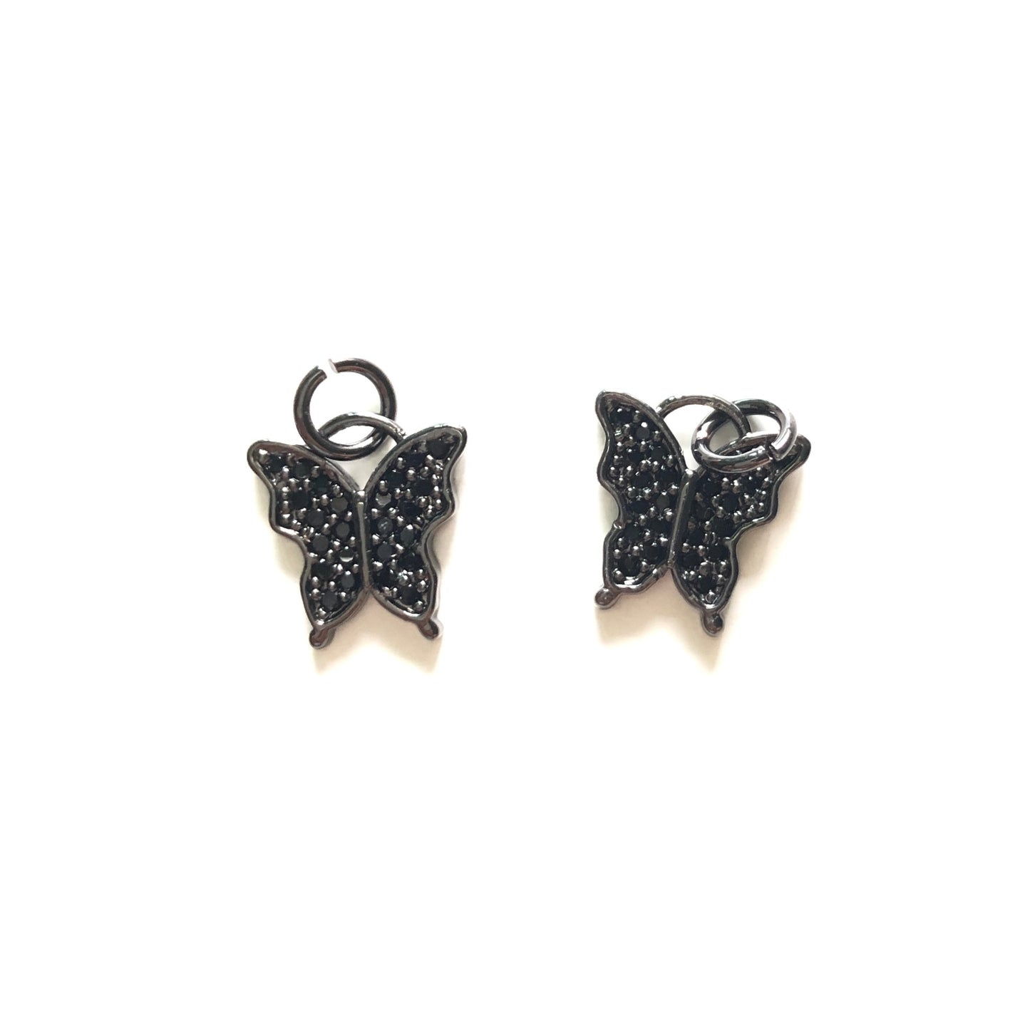 10pcs/lot 11.2*10.5mm CZ Paved Butterfly Charms Black CZ Paved Charms Butterflies Small Sizes Charms Beads Beyond