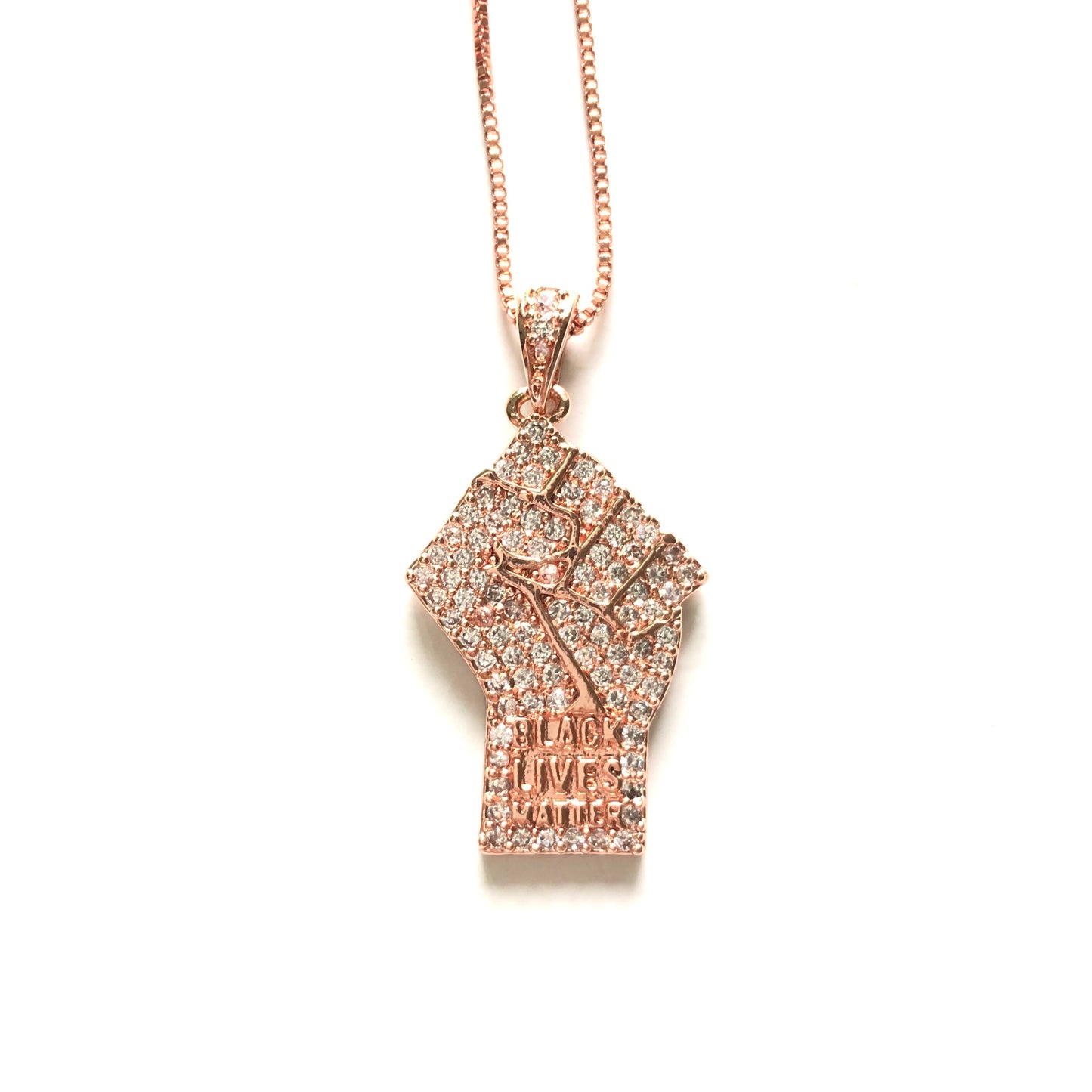 5pcs/lot 33*17mm CZ Paved Black Lives Matter Fist Necklaces Black History Month Juneteenth Awareness Rose Gold Necklaces Juneteenth & Black History Month Awareness Charms Beads Beyond