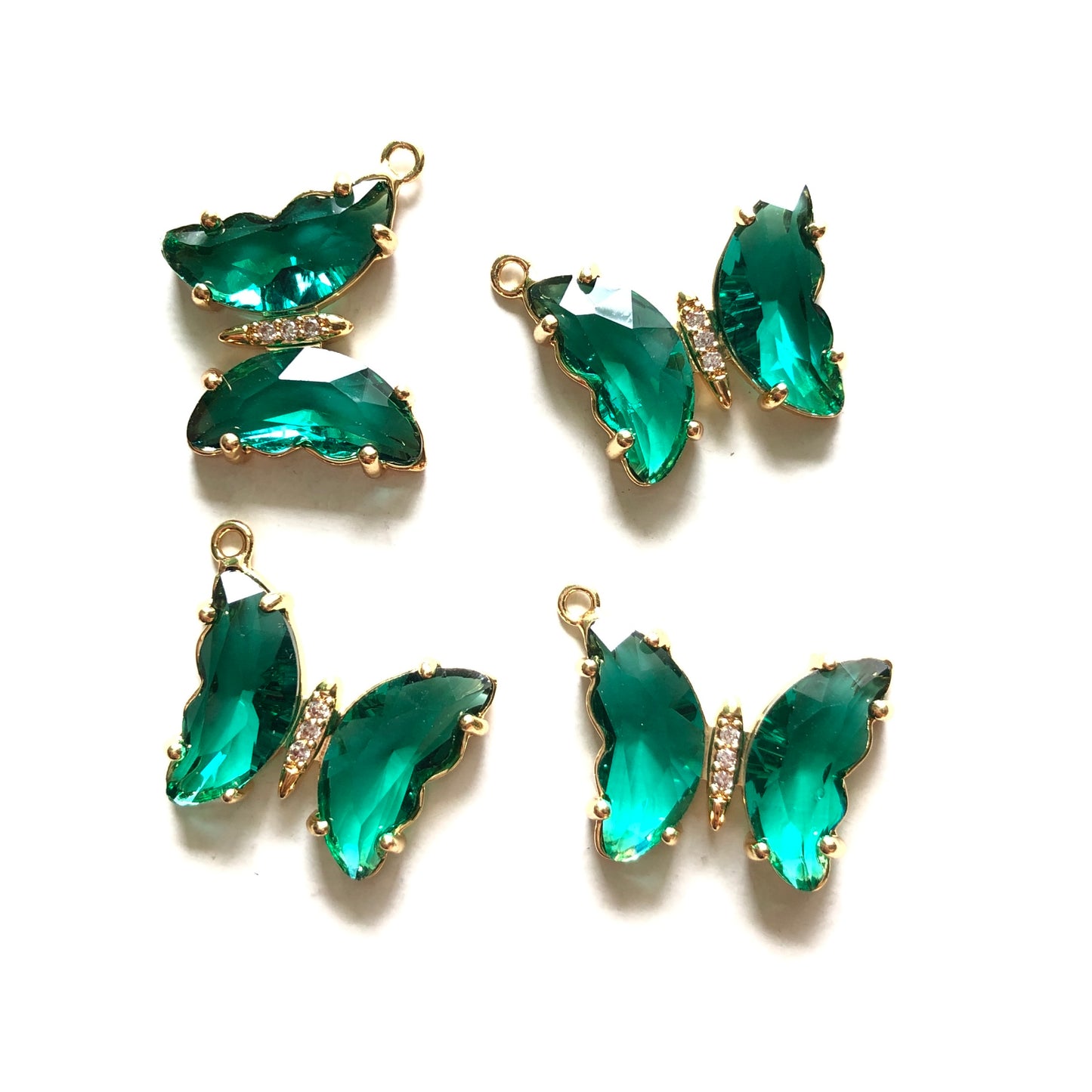 10pcs/lot 20*18mm Colorful Crystal Butterfly Charms Green CZ Paved Charms Butterflies Charms Beads Beyond