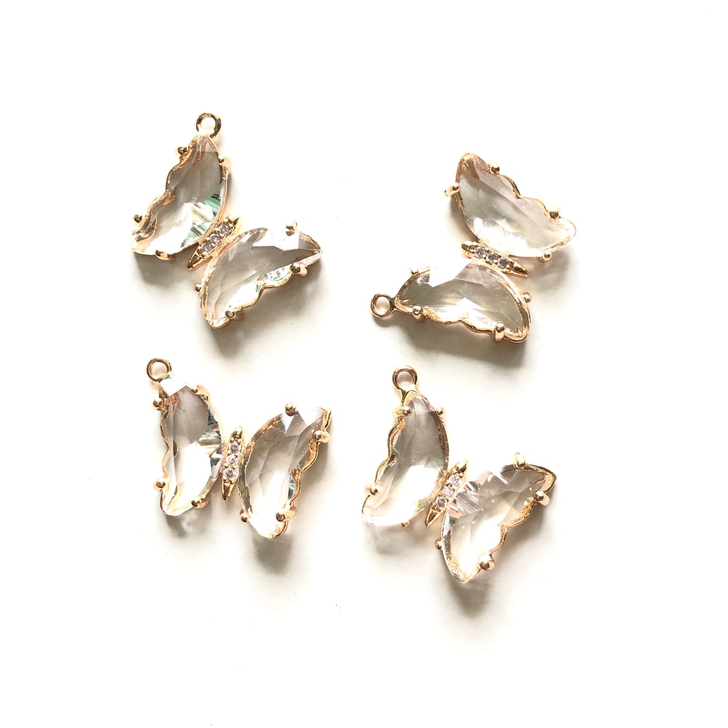 10pcs/lot 20*18mm Colorful Crystal Butterfly Charms Clear CZ Paved Charms Butterflies Charms Beads Beyond