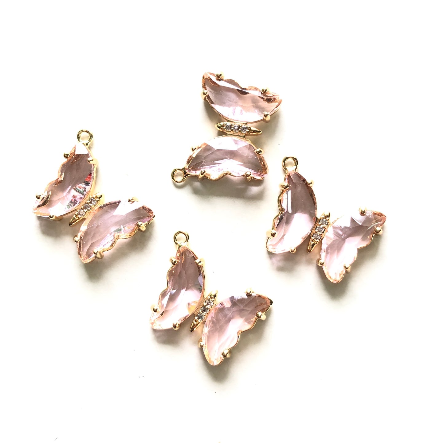 10pcs/lot 20*18mm Colorful Crystal Butterfly Charms Pink CZ Paved Charms Butterflies Charms Beads Beyond
