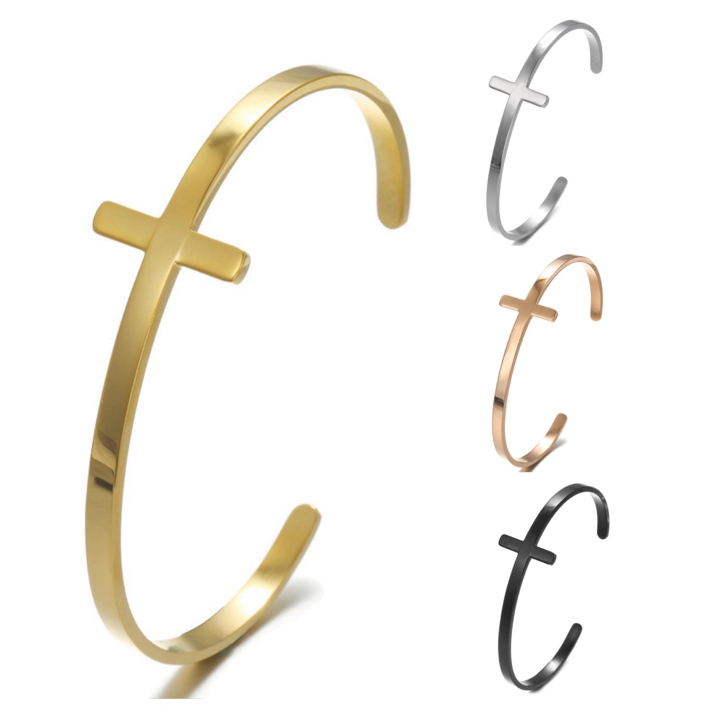 5pcs/lot Cross Stainless Steel Open Bangle for Women & Men Women & Men Bracelets Charms Beads Beyond