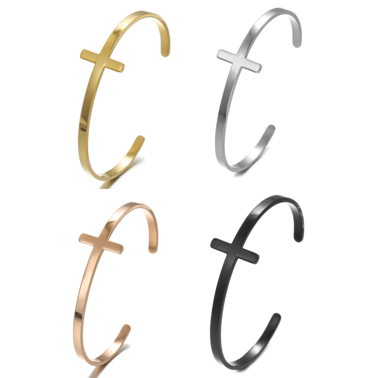 5pcs/lot Cross Stainless Steel Open Bangle for Women & Men Mix Colors Women & Men Bracelets Charms Beads Beyond