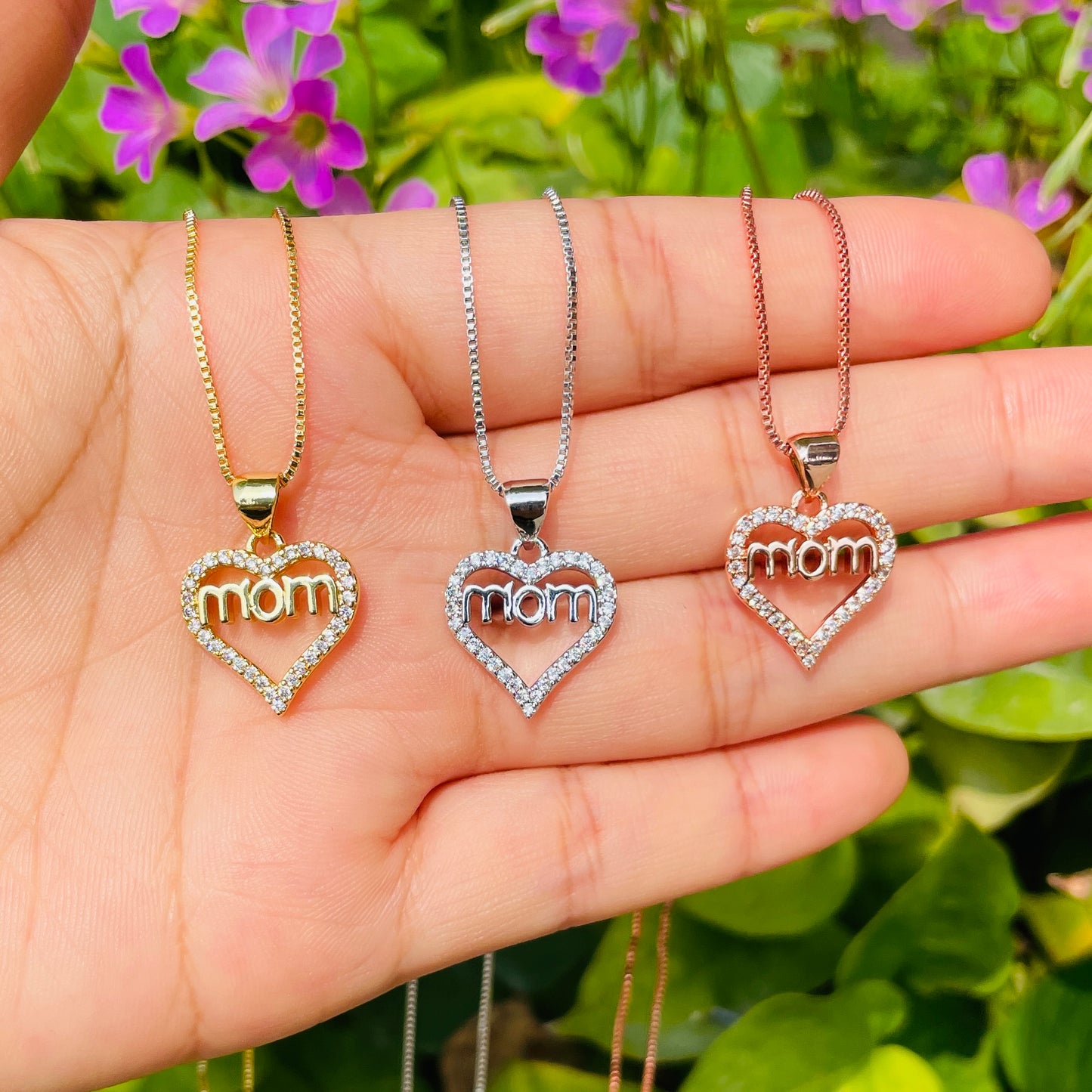 5pcs/lot 16*15.5mm CZ Paved Mom Necklaces Necklaces Mother's Day Charms Beads Beyond