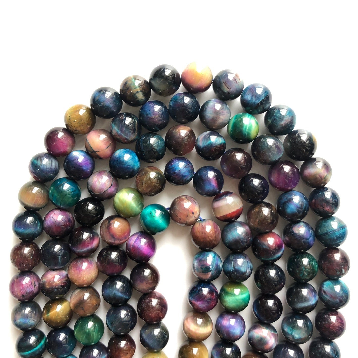 8mm/10mm Natural Multicolor Galaxy Tiger Eye Round Stone Beads Stone Beads 8mm Stone Beads Tiger Eye Beads Charms Beads Beyond