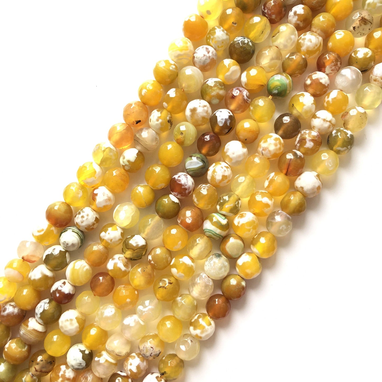 2 Strands/lot 10mm Yellow Faceted Fire Agate Stone Beads Stone Beads Faceted Agate Beads Charms Beads Beyond