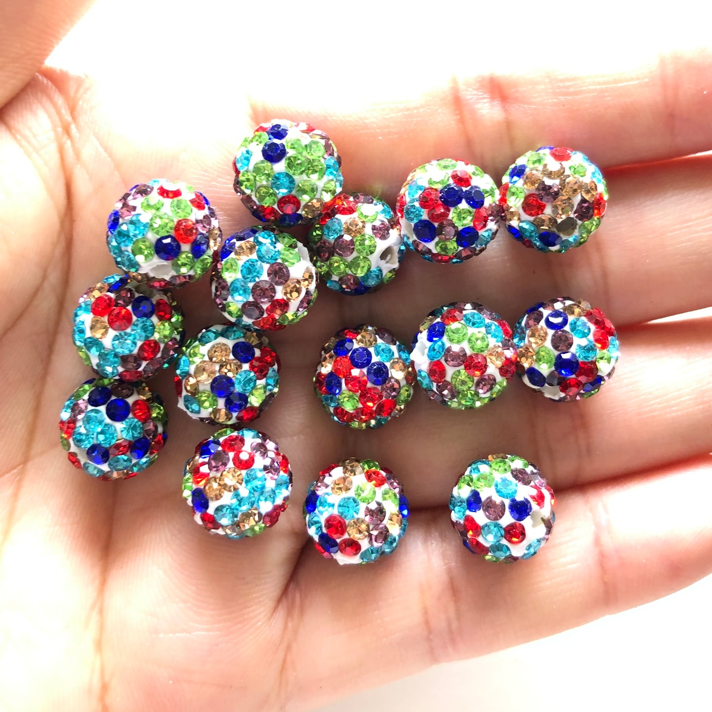 50-100pcs/lot 10mm Multicolor Rhinestone White Clay Disco Ball Beads Clay Beads Charms Beads Beyond