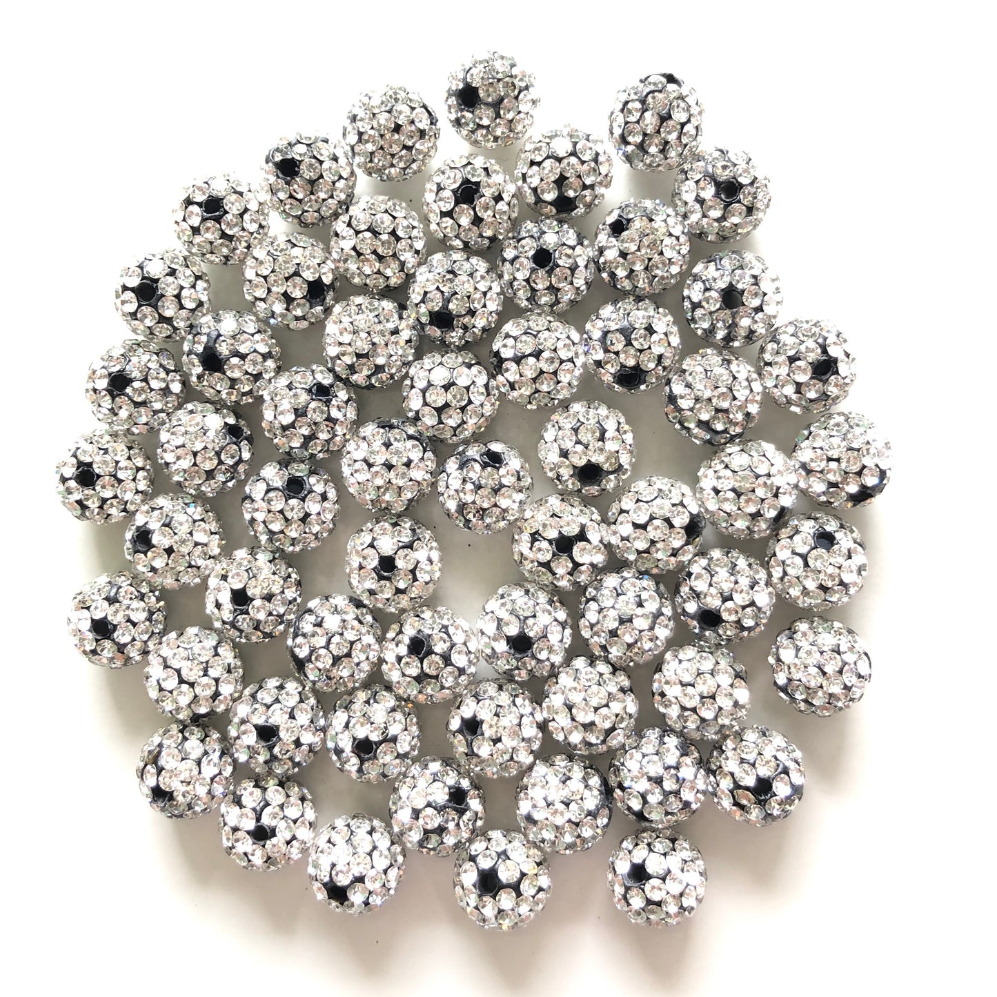 50-100pcs/lot 10mm Clear Rhinestone Black Clay Disco Ball Beads Clay Beads Charms Beads Beyond