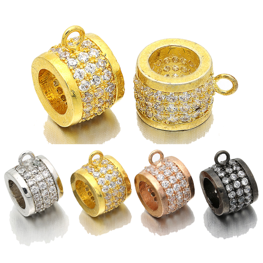 20pcs/lot 12*7mm CZ Paved Bail Spacers Mix Colors CZ Paved Spacers Bail Beads Charms Beads Beyond