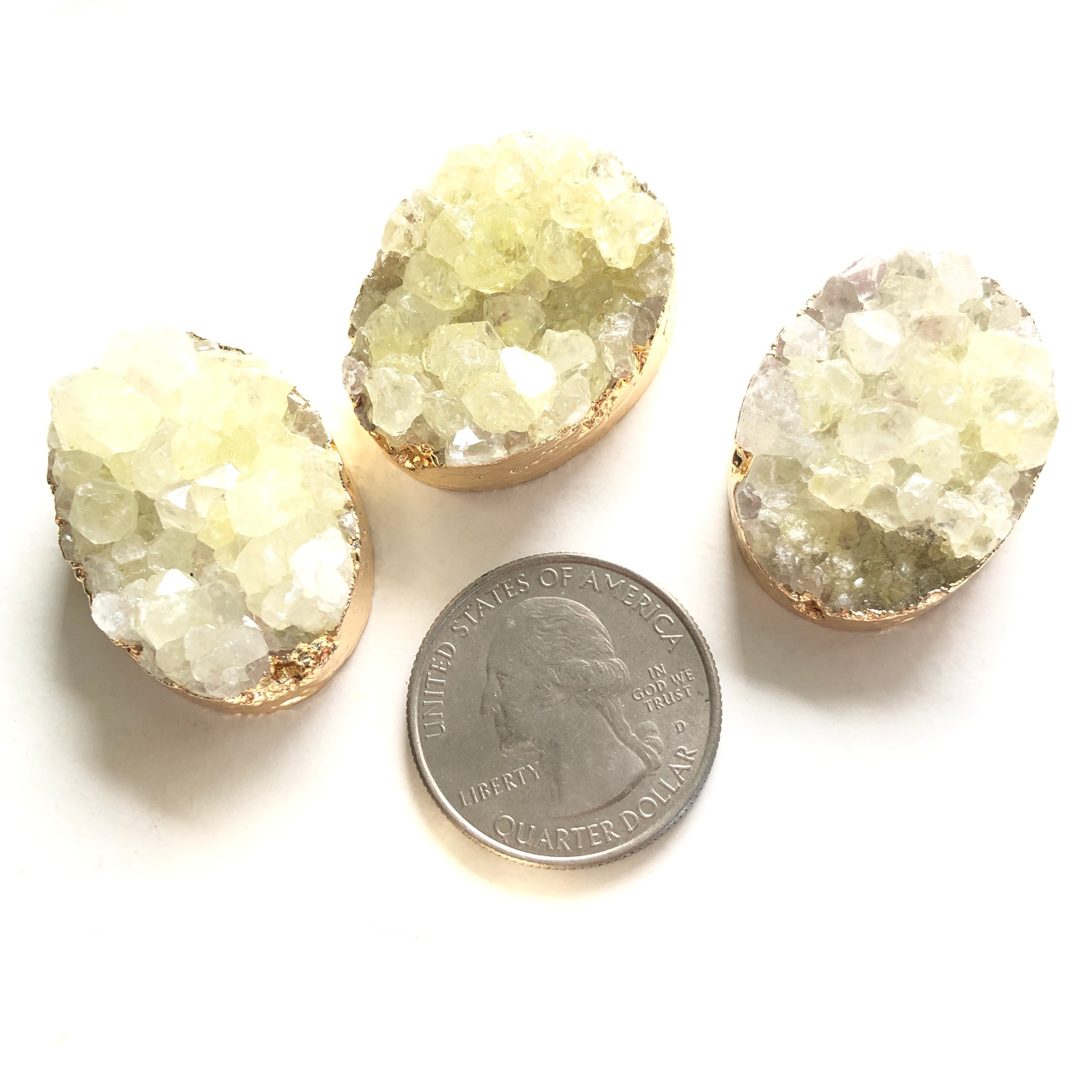 3pcs/lot 30*22.5mm Gold Plated Yellow Agate Druzy Spacers Centerpieces Stone Connectors Focal Beads Charms Beads Beyond