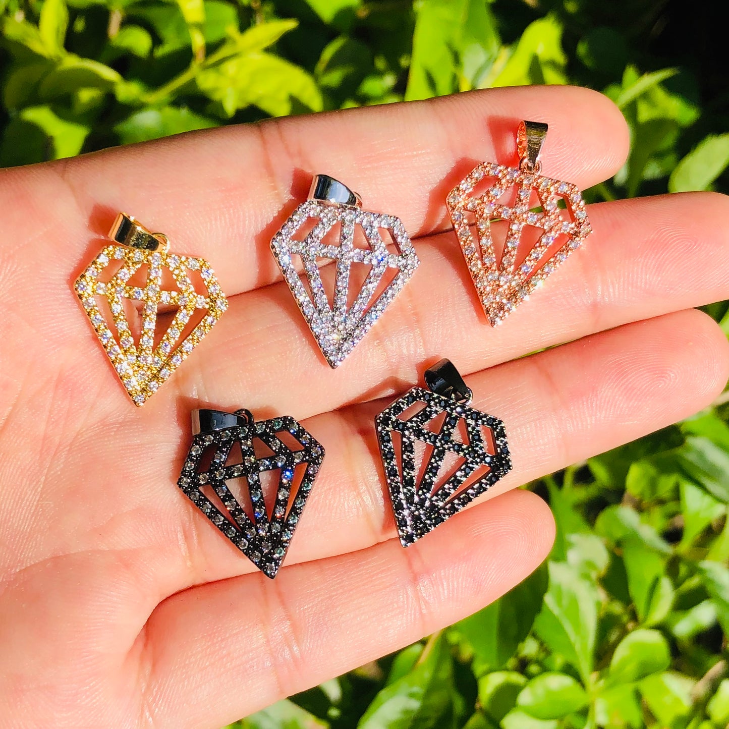 10pcs/lot 23*16.5mm CZ Paved Diamond Charms Mix Color CZ Paved Charms Diamond Charms Beads Beyond