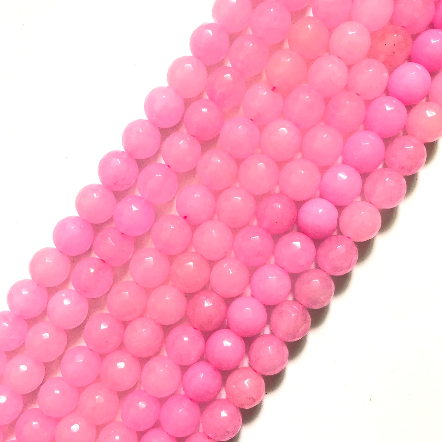 2 Strands/lot 10mm Pink Faceted Jade Stone Beads Stone Beads Breast Cancer Awareness Faceted Jade Beads New Beads Arrivals Charms Beads Beyond