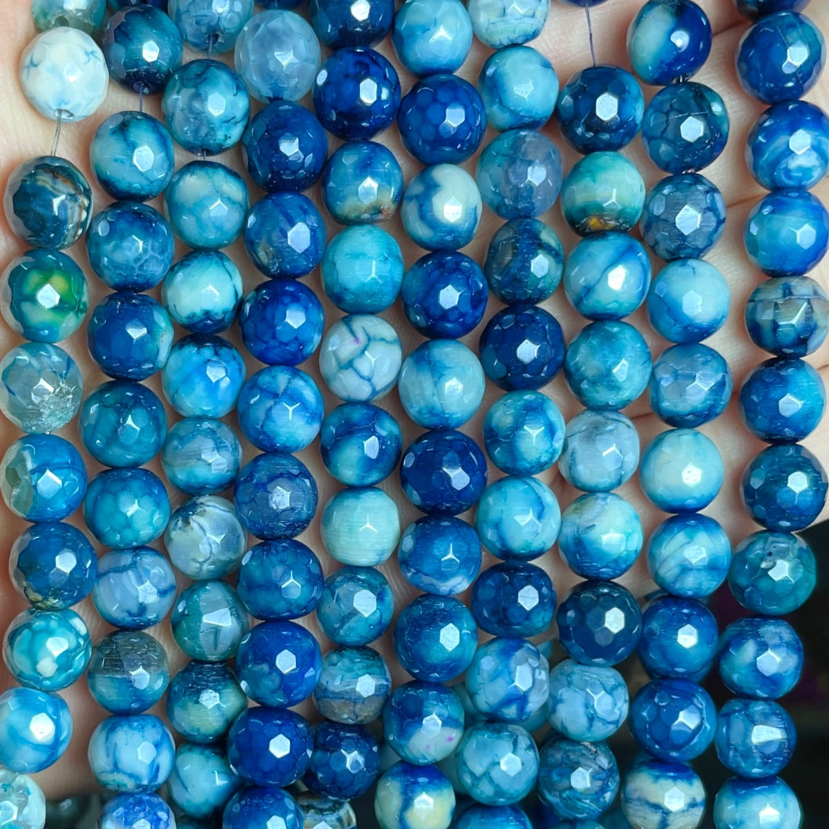 2 Strands/lot 8mm Electroplated Blue Fire Agate Faceted Stone Beads Electroplated Beads Electroplated Faceted Agate Beads New Beads Arrivals Charms Beads Beyond