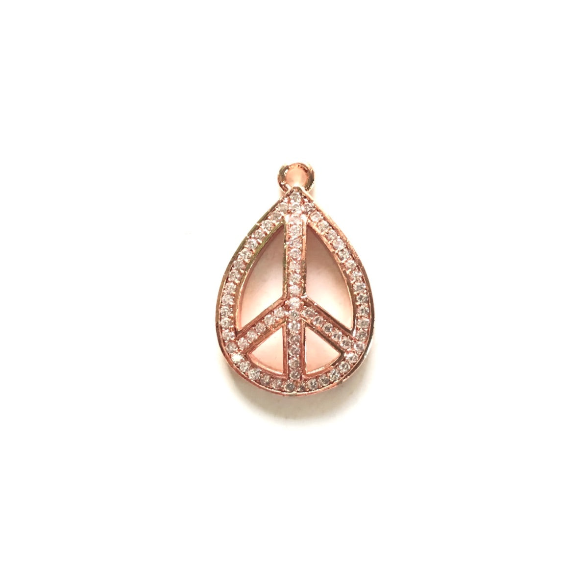 10pcs/lot 23*15mm Clear CZ Pave Peace Sign Charm Pendants Rose Gold CZ Paved Charms Symbols Charms Beads Beyond