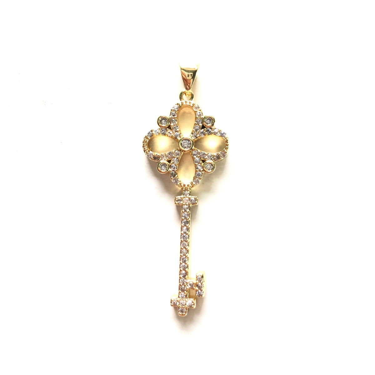 10pcs/lot 42*16mm CZ Paved Key Charms Gold CZ Paved Charms Keys & Locks On Sale Charms Beads Beyond