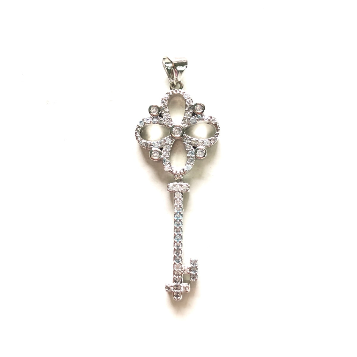 10pcs/lot 42*16mm CZ Paved Key Charms Silver CZ Paved Charms Keys & Locks On Sale Charms Beads Beyond