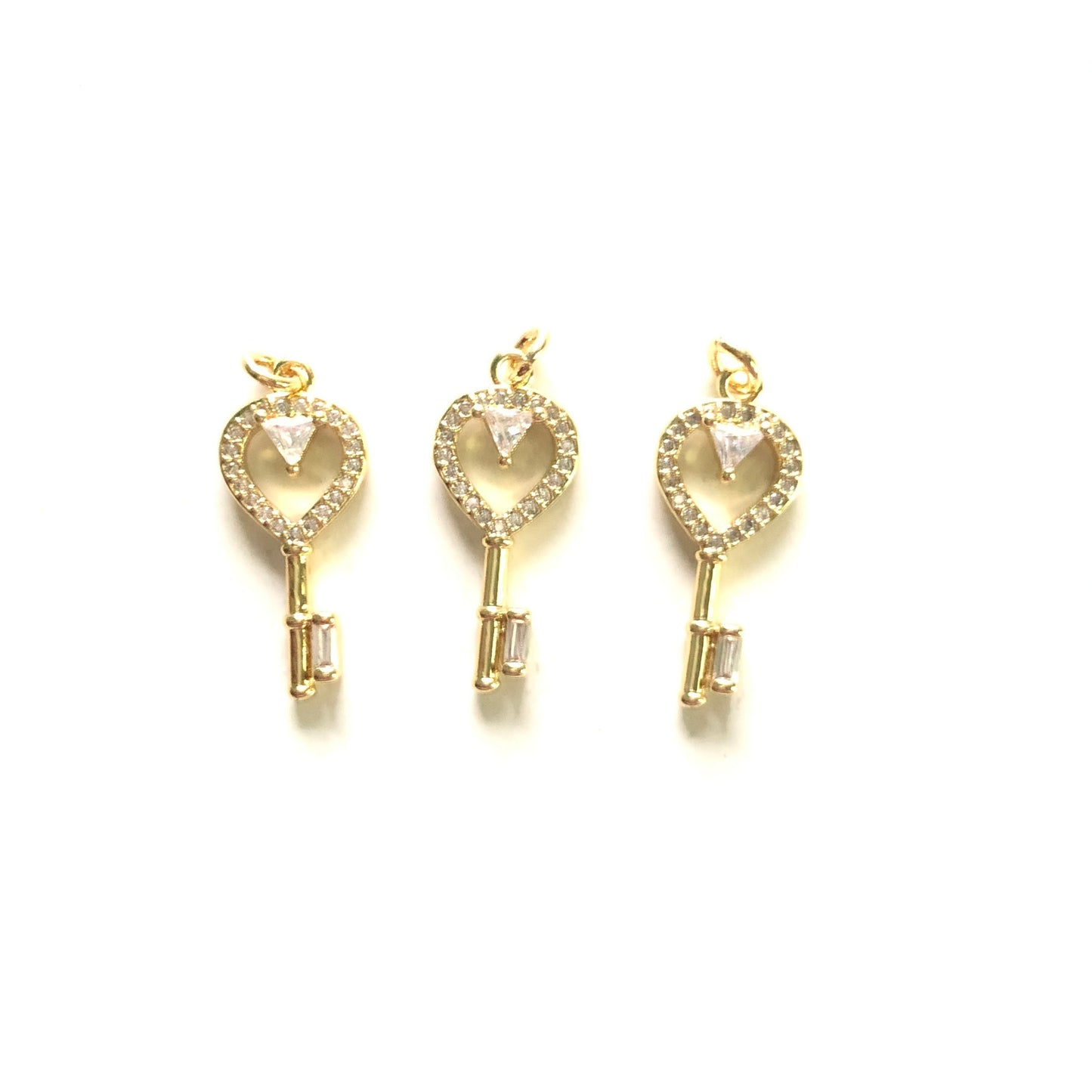 5-10pcs/lot Small Size CZ Paved Key Charm Pendants CZ Paved Charms Keys & Locks Small Sizes Charms Beads Beyond