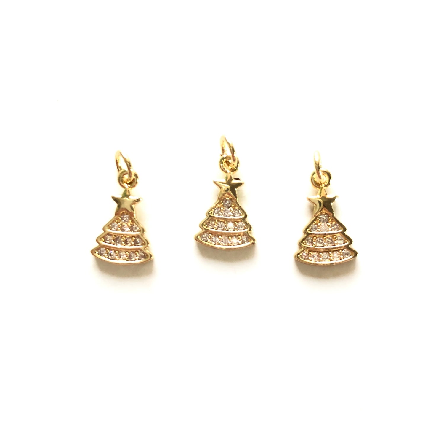 5-10pcs/lot Small Size CZ Paved Christmas Tree Charm Pendants CZ Paved Charms Christmas Small Sizes Charms Beads Beyond