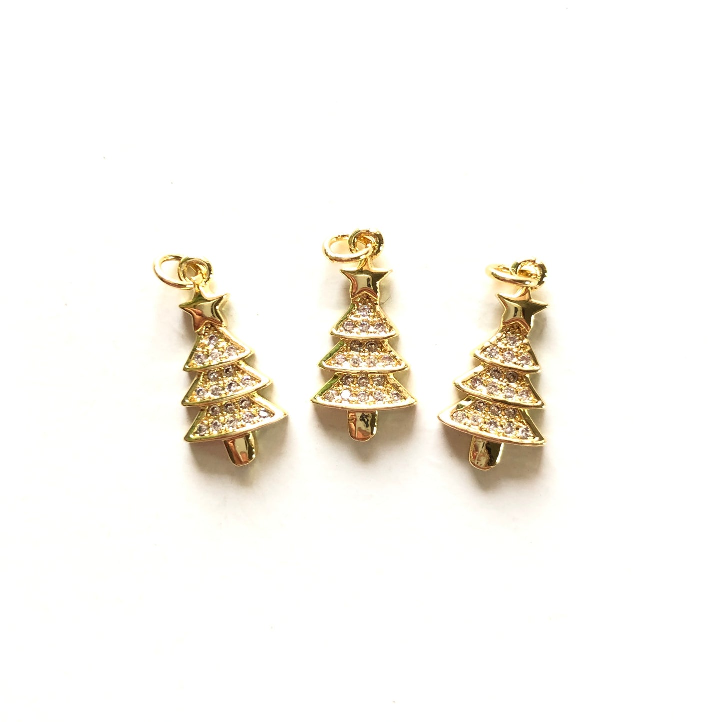 5-10pcs/lot Small Size CZ Paved Christmas Tree Charm Pendants CZ Paved Charms Christmas Small Sizes Charms Beads Beyond