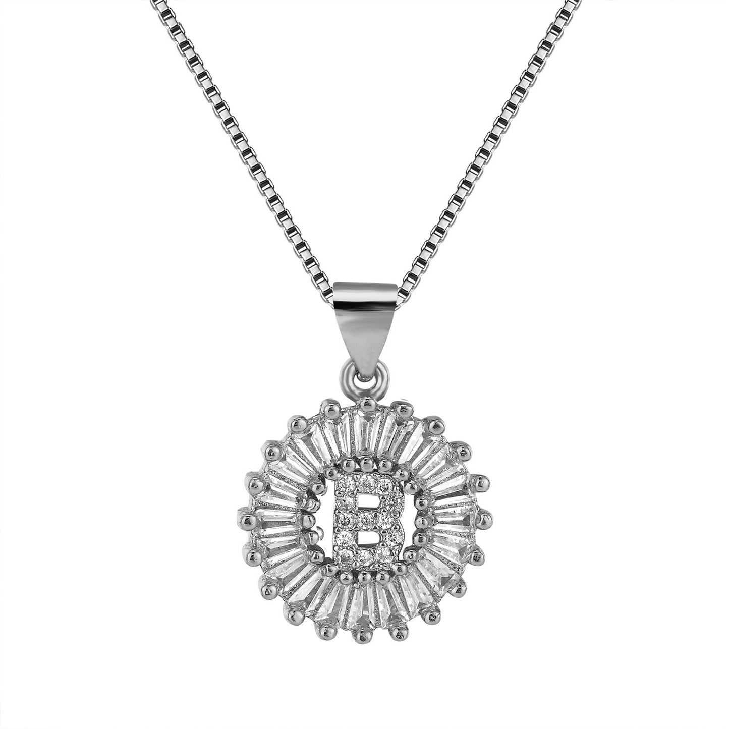 10pcs/lot CZ Paved Small Initial Alphabet Necklace-Silver Necklaces Charms Beads Beyond