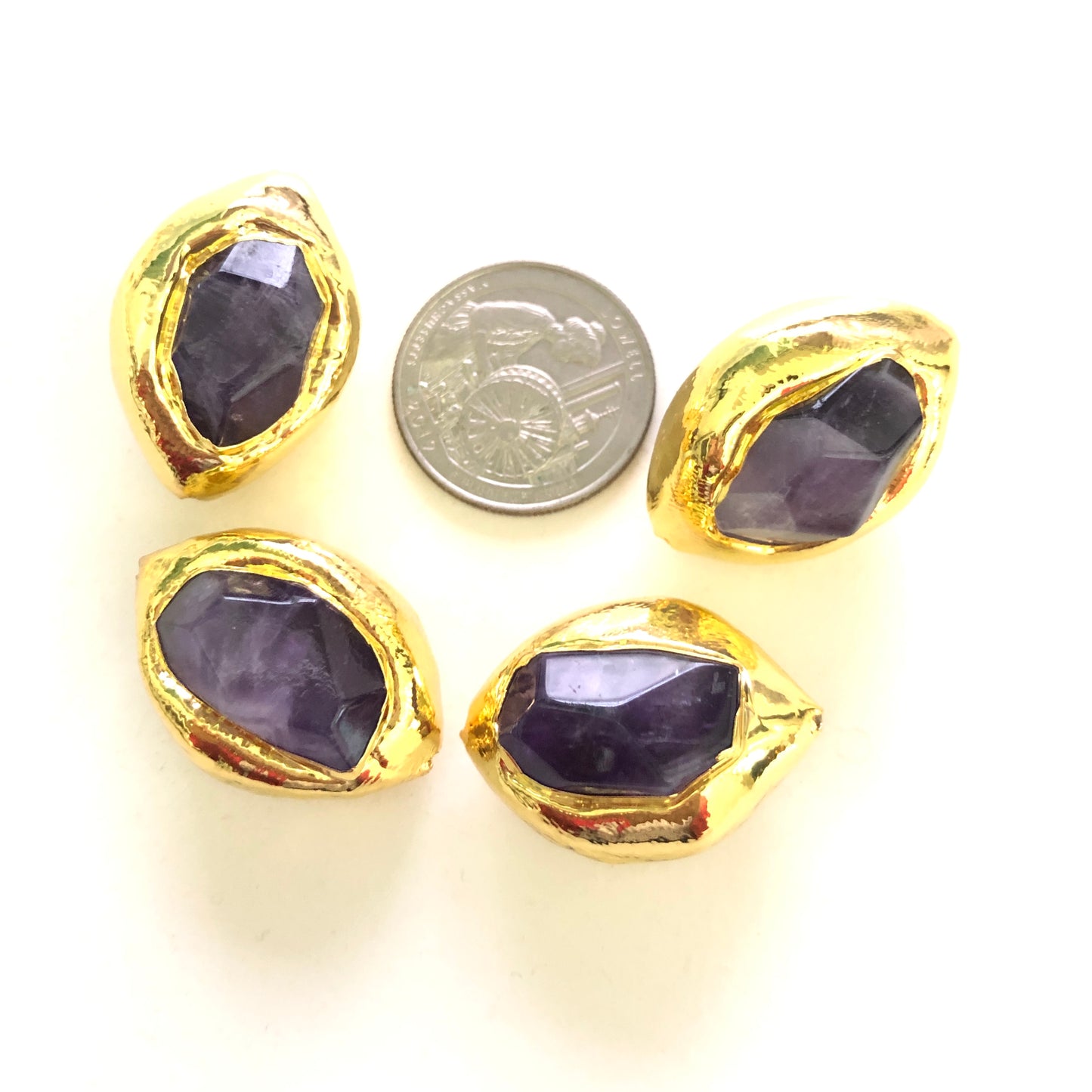 2-5-10pcs/lot Gold Plated Purple Amethyst Spacers Focal Beads Focal Beads Focal Beads Charms Beads Beyond