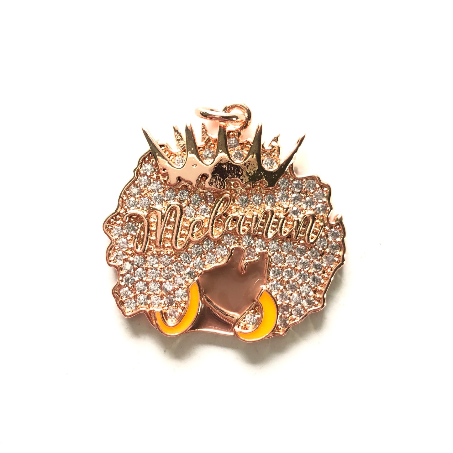 10pcs/lot 29*29mm CZ Paved Crown Queen Melanin Afro Girl Charms CZ Paved Charms Afro Girl/Queen Charms Charms Beads Beyond