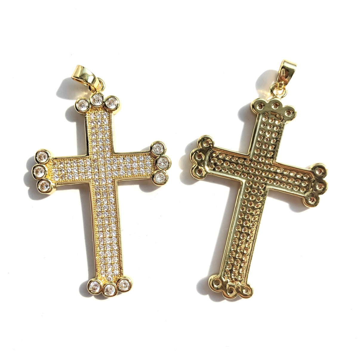 5pcs/lot 40*25.3mm CZ Pave Gold Cross Charm Pendants CZ Paved Charms Crosses Charms Beads Beyond
