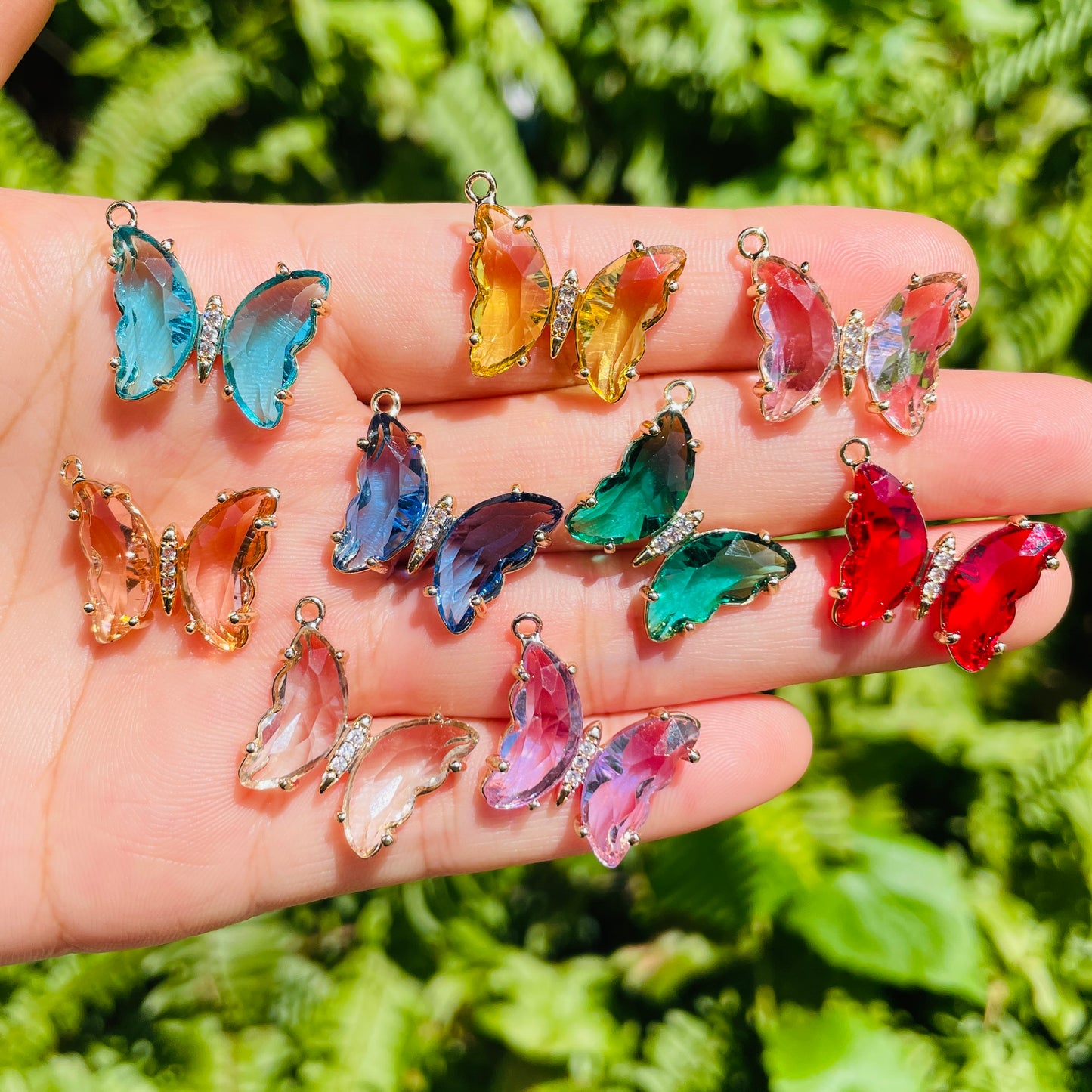 10pcs/lot 20*18mm Colorful Crystal Butterfly Charms Mix Colors CZ Paved Charms Butterflies Charms Beads Beyond