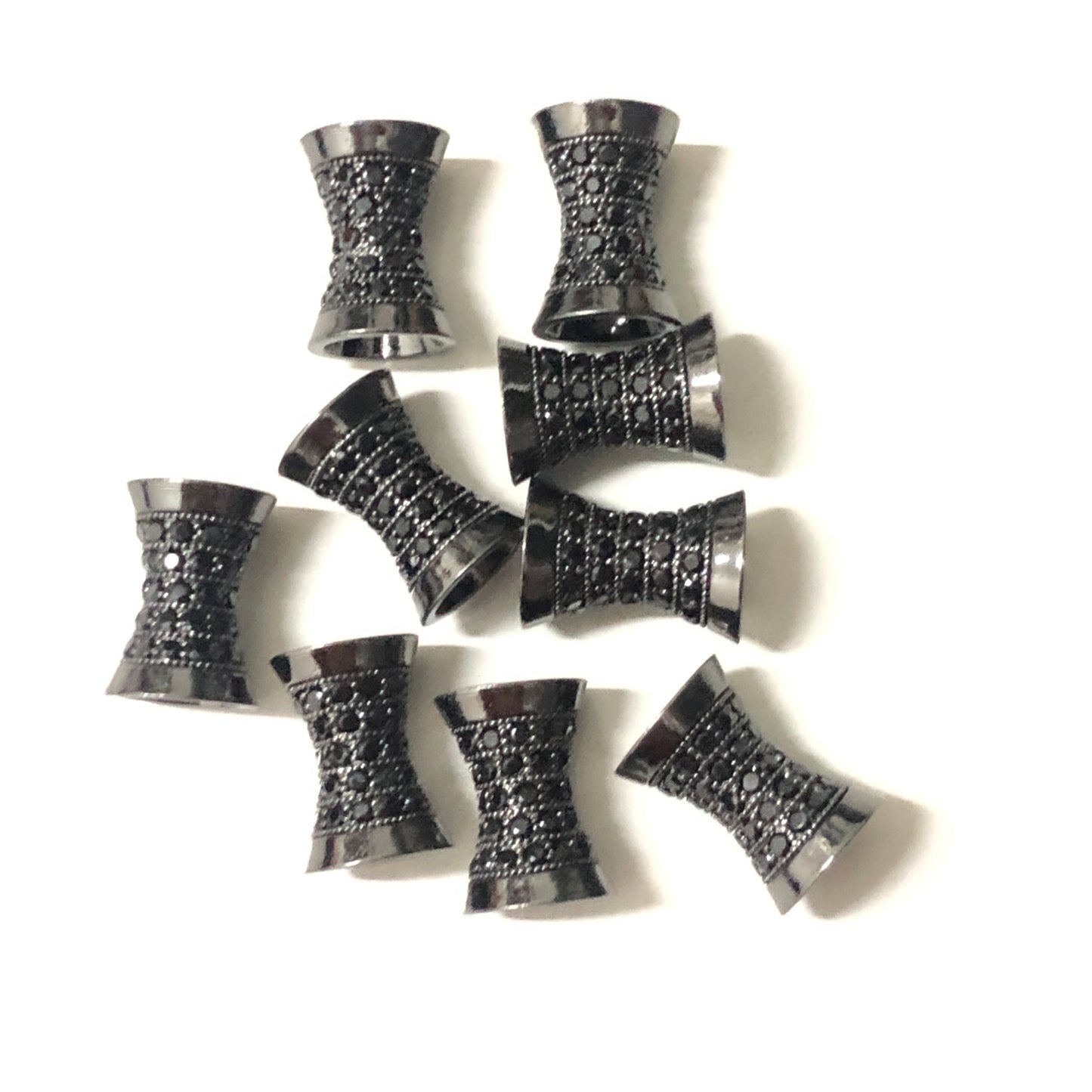 20pcs/lot 13.8*9.7mm CZ Paved Hourglass Spacers Black on Black CZ Paved Spacers Hourglass Beads Charms Beads Beyond