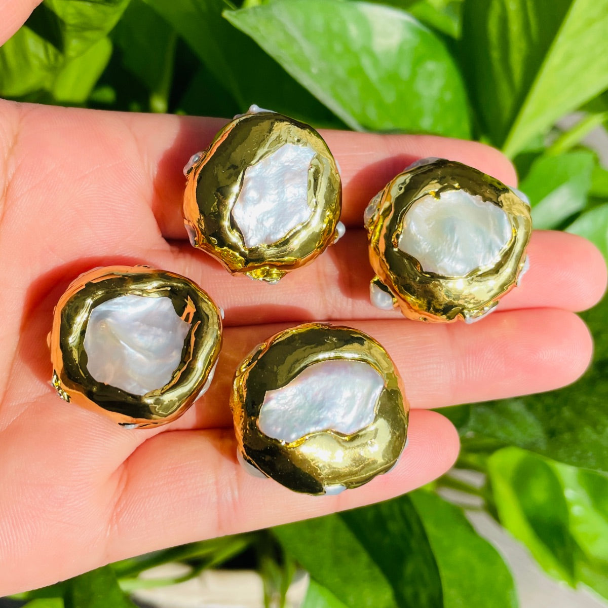 2-5-10pcs/lot Gold Plated Freshwater Pearl Spacers Focal Beads Focal Beads Focal Beads Charms Beads Beyond
