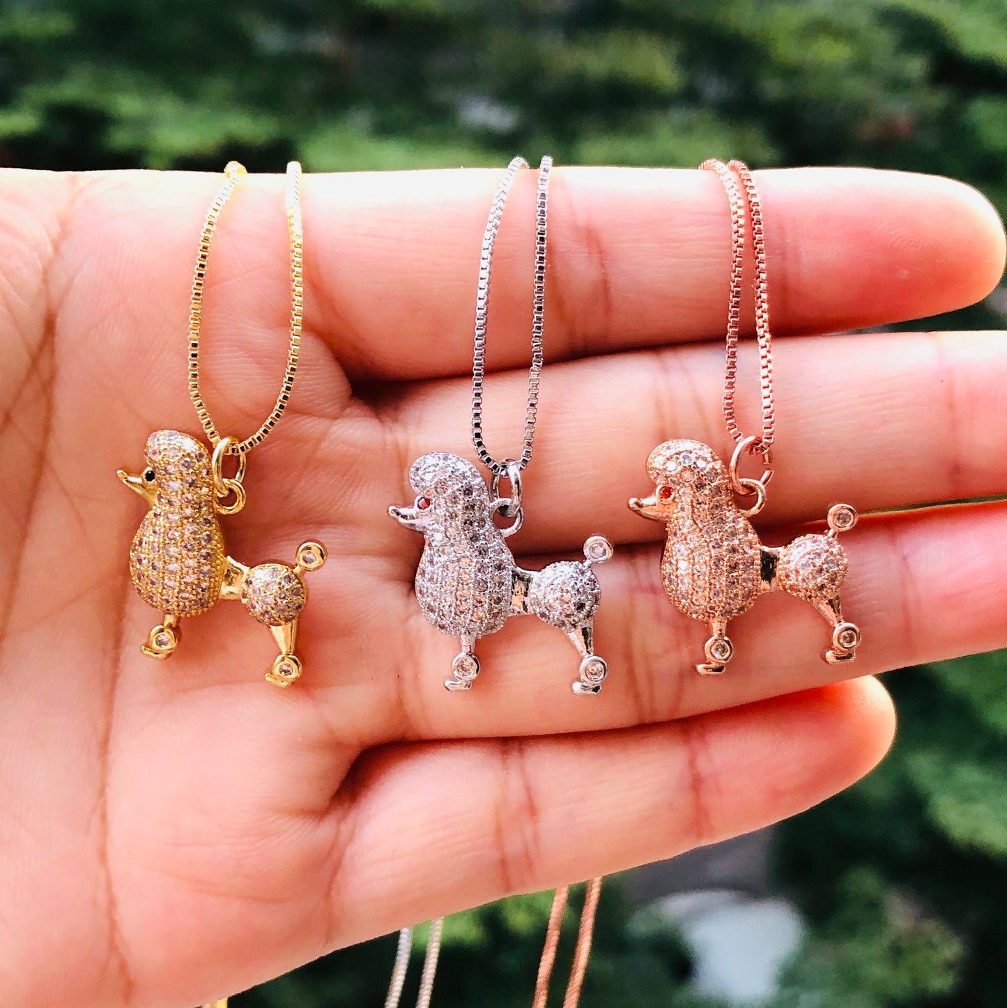 5pcs/lot 19*19mm CZ Paved Poodle Necklace Necklaces Charms Beads Beyond