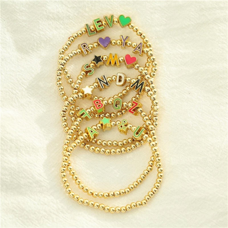 29pcs/lot 7*6mm Colorful CZ Paved Initial Alphabet Letter Spacers Enamel Charms Colorful Zirconia Charms Beads Beyond